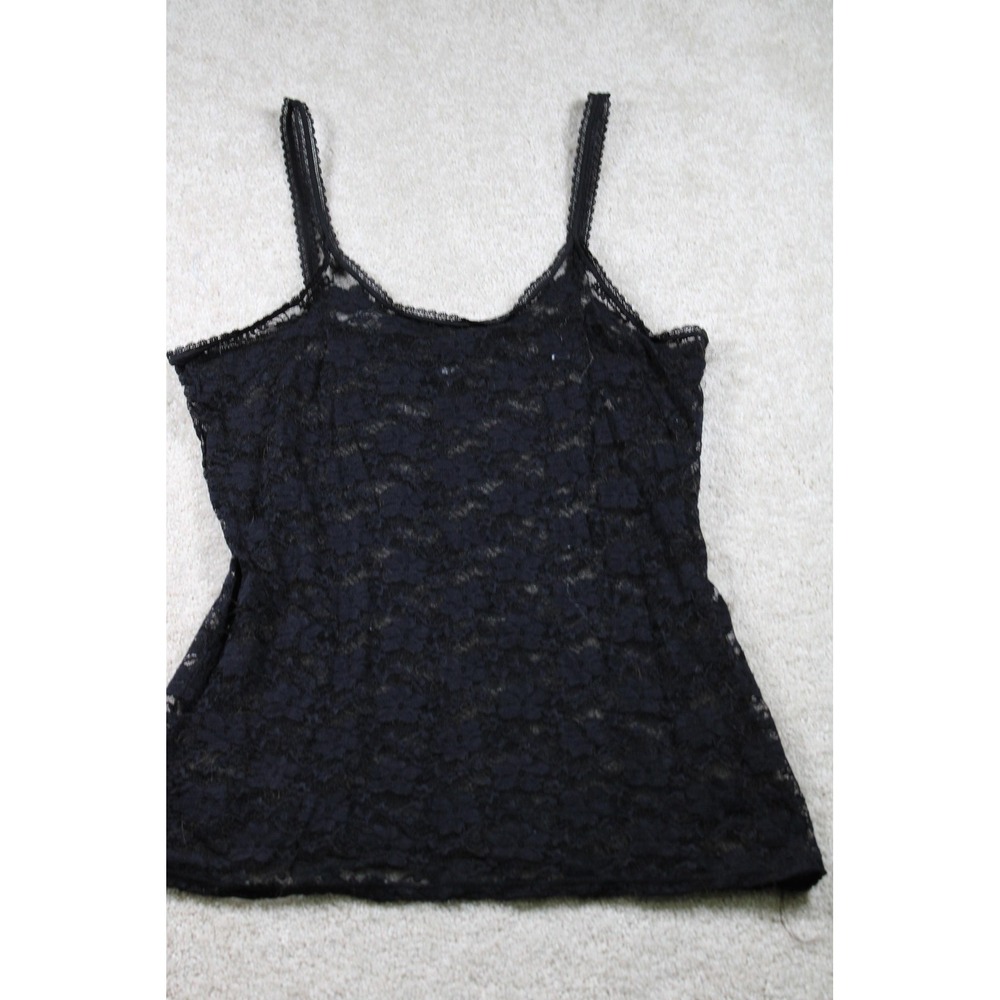 Smart & Sexy Lace Tank Womens 2XL Black Sheer Floral Cami Y2K Witchy WimsiGoth